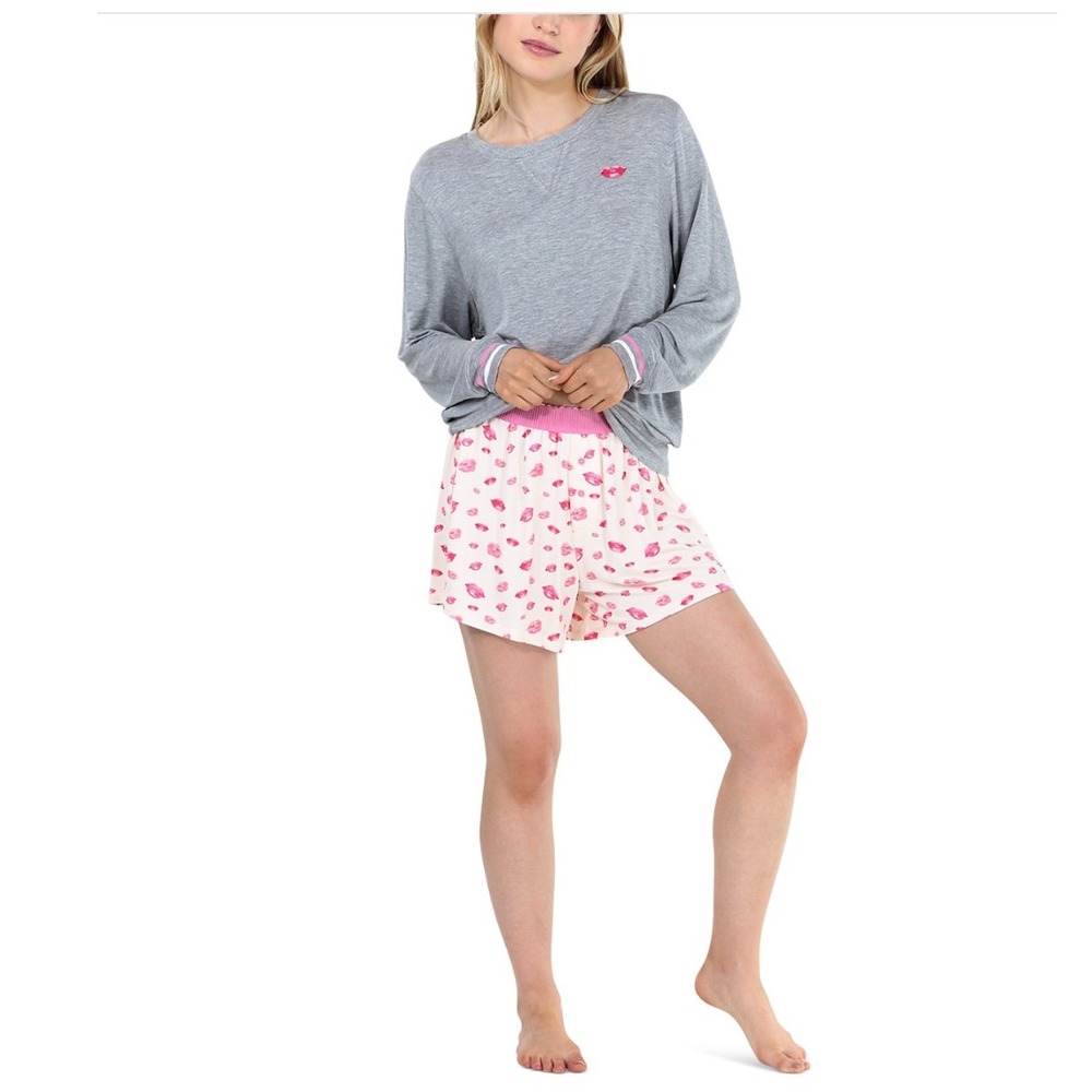 Honeydew Sugar‎ Sweetheart Shortie Pajama Set Beso Lips Print XS